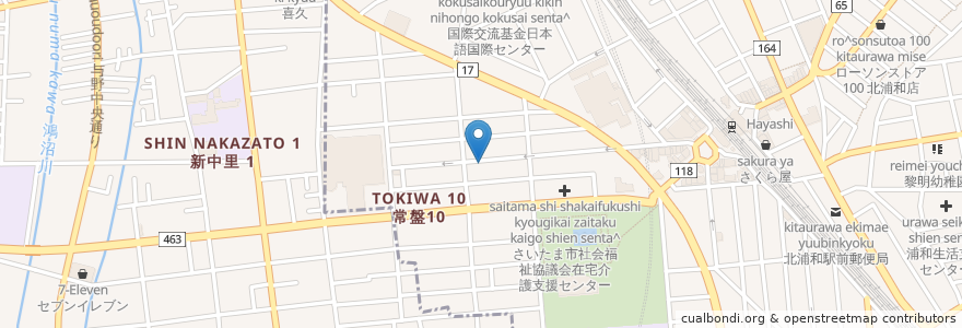 Mapa de ubicacion de サングッド en Japan, Präfektur Saitama, Saitama, 浦和区.