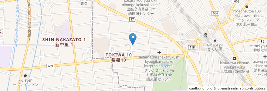 Mapa de ubicacion de レストラントミー en 일본, 사이타마현, さいたま市, 浦和区.