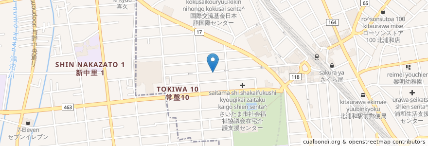 Mapa de ubicacion de 和風司 en 日本, 埼玉県, さいたま市, 浦和区.