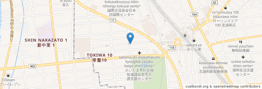 Mapa de ubicacion de セキグチ薬局 en 日本, 埼玉県, さいたま市, 浦和区.