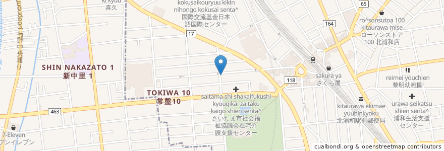 Mapa de ubicacion de かわさき眼科 en Japan, Saitama Prefecture, Saitama, Urawa Ward.