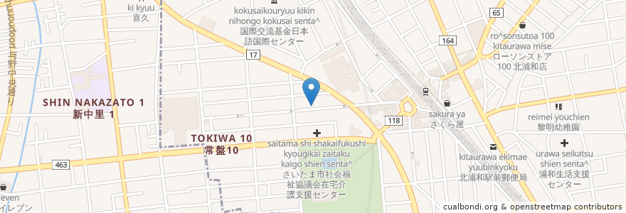 Mapa de ubicacion de なでしこキッズルーム北浦和 en 일본, 사이타마현, さいたま市, 浦和区.
