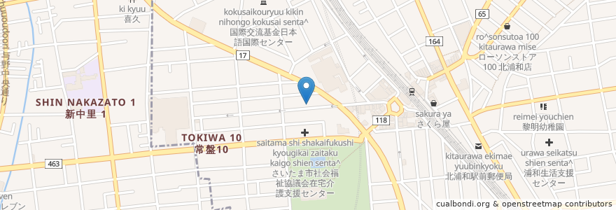 Mapa de ubicacion de 大嶋皮膚科クリニック en 日本, 埼玉県, さいたま市, 浦和区.