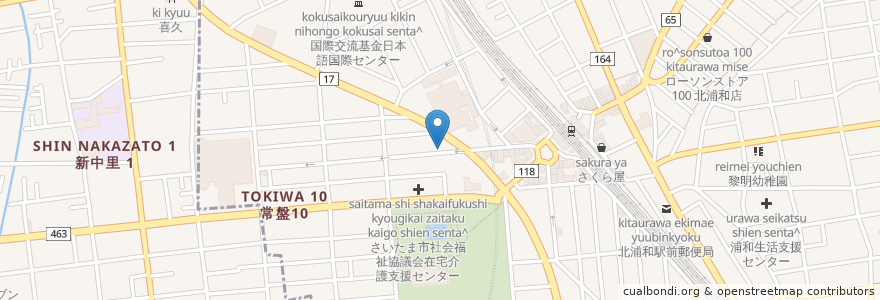 Mapa de ubicacion de やきとんまるちゃん en 일본, 사이타마현, さいたま市, 浦和区.