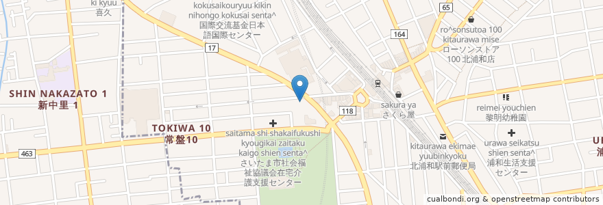 Mapa de ubicacion de カラオケスナック友 en Japan, Saitama Prefecture, Saitama, Urawa Ward.