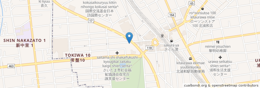 Mapa de ubicacion de pub minon en Japão, 埼玉県, さいたま市, 浦和区.