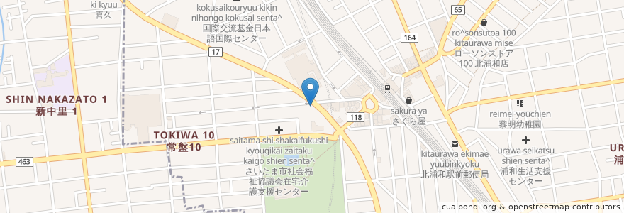 Mapa de ubicacion de 揚州商人 en Japan, Präfektur Saitama, Saitama, 浦和区.