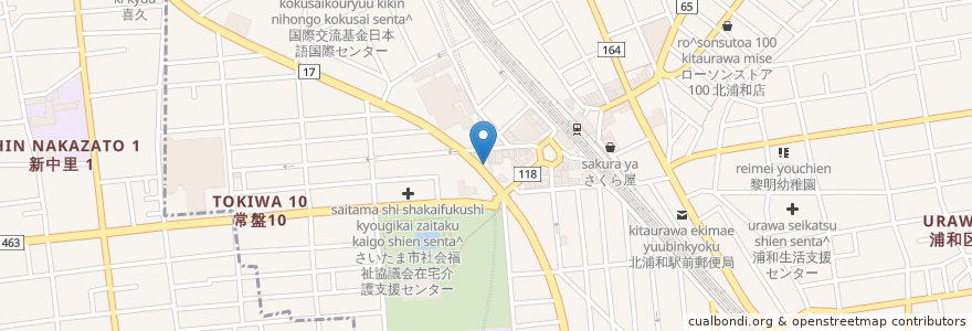 Mapa de ubicacion de イタリアンキッチンVANSAN en Japan, Präfektur Saitama, Saitama, 浦和区.