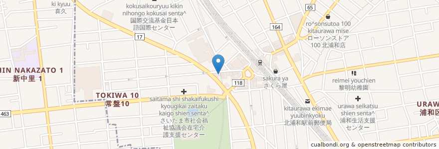 Mapa de ubicacion de BEER HUNTING URAWA en Japan, Präfektur Saitama, Saitama, 浦和区.