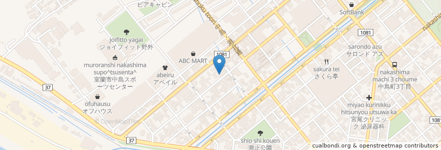 Mapa de ubicacion de 伊勢広 en 日本, 北海道, 膽振綜合振興局, 室蘭市.
