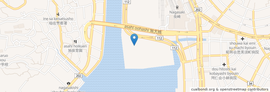 Mapa de ubicacion de 長崎県庁内郵便局 en Japon, Préfecture De Nagasaki, Nagasaki.