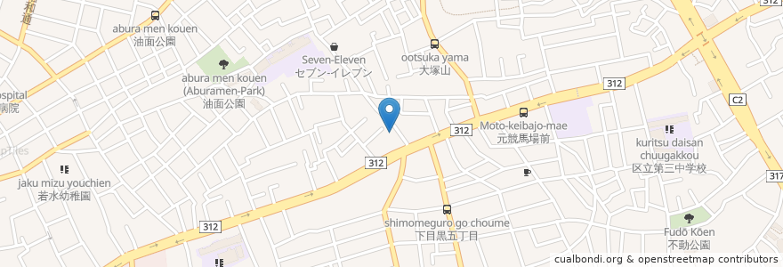 Mapa de ubicacion de 和泉湯(廃業) en Japonya, 東京都, 目黒区.