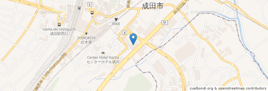 Mapa de ubicacion de 快活CLUB 成田駅前店 en Japonya, 千葉県, 成田市.