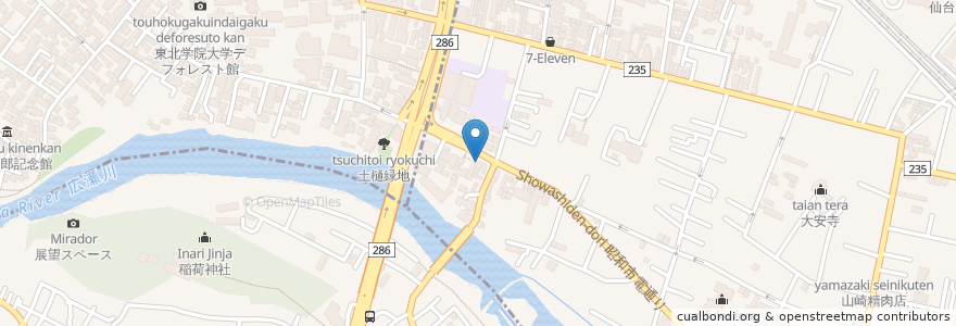 Mapa de ubicacion de コーヒーショップ YOU en 日本, 宫城县, 仙台市.
