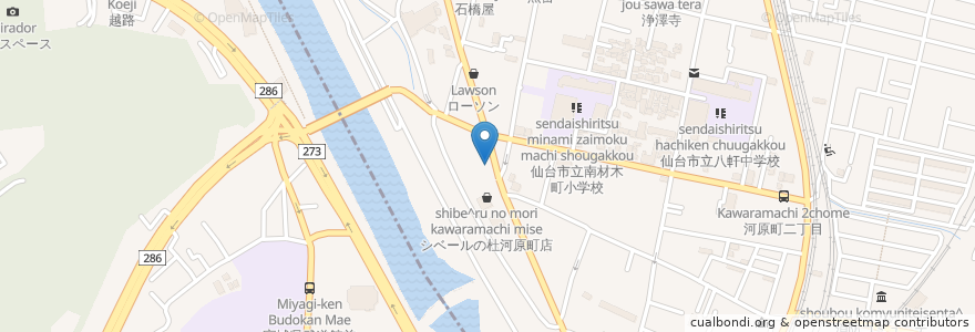 Mapa de ubicacion de オリオン調剤薬局 広瀬川店 en Giappone, 宮城県, 仙台市.