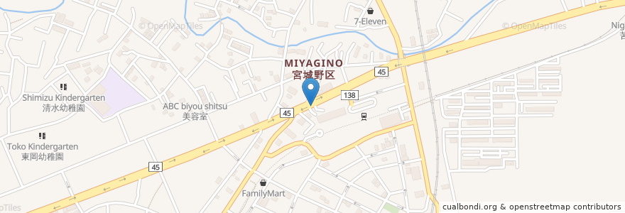 Mapa de ubicacion de 餃子酒場 わ en Japonya, 宮城県, 仙台市, 宮城野区.
