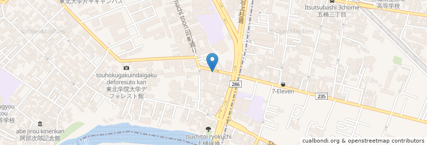 Mapa de ubicacion de 自家製麺 結び en Japón, Prefectura De Miyagi, 仙台市, 青葉区.