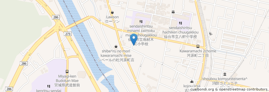 Mapa de ubicacion de 仙台美術研究所 en ژاپن, 宮城県, 仙台市.