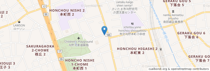 Mapa de ubicacion de のみくい処　ささ木 en اليابان, 埼玉県, さいたま市, 中央区.