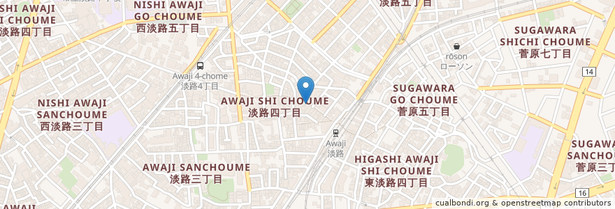 Mapa de ubicacion de 共栄飯店 en 일본, 오사카부, 오사카, 東淀川区.