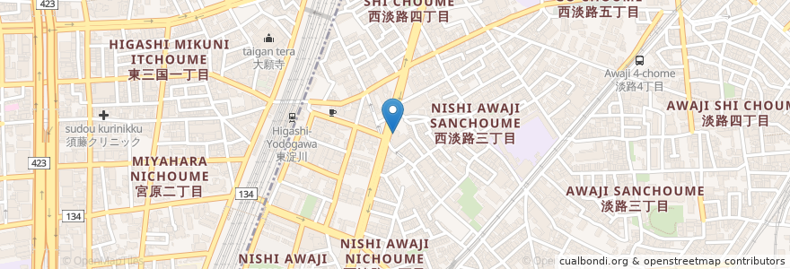 Mapa de ubicacion de カンチャン en 일본, 오사카부, 오사카, 東淀川区.