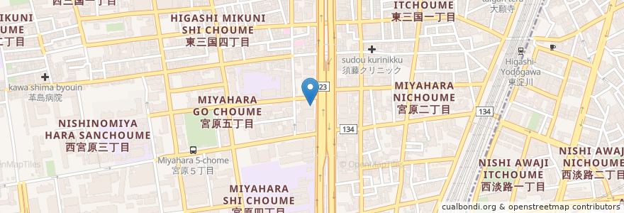 Mapa de ubicacion de セント en Japan, Präfektur Osaka, 大阪市, 淀川区.