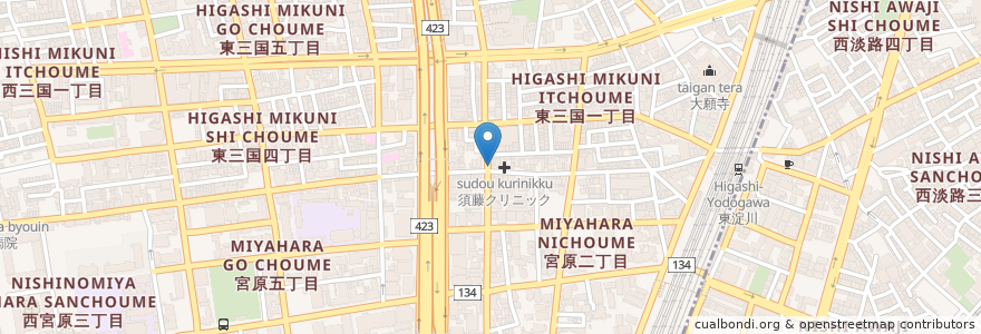 Mapa de ubicacion de うさぎ en Giappone, Prefettura Di Osaka, 大阪市, 淀川区.