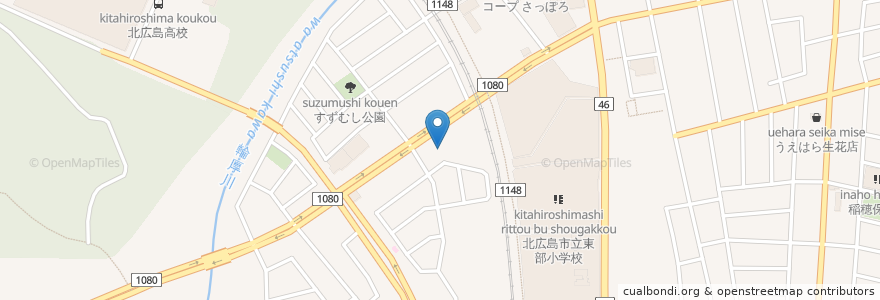 Mapa de ubicacion de 北広島緑ヶ丘内科 en Япония, Хоккайдо, Округ Исикари, 北広島市.