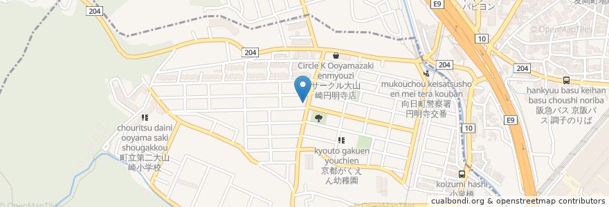 Mapa de ubicacion de 西村望心堂 en اليابان, 京都府, 乙訓郡, 長岡京市, 大山崎町.