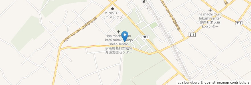 Mapa de ubicacion de 伊奈町心身障害者デイケア施設まつぼっくり en Japan, 埼玉県, 北足立郡, 伊奈町.