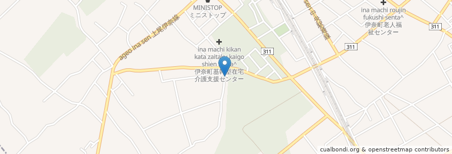 Mapa de ubicacion de 伊奈中央薬局 en Jepun, 埼玉県, 北足立郡, 伊奈町.