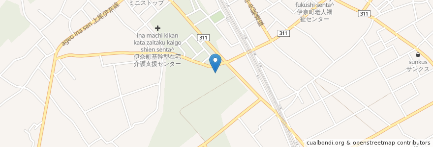 Mapa de ubicacion de 伊奈町上下水道庁舎 en 일본, 사이타마현, 北足立郡, 伊奈町.