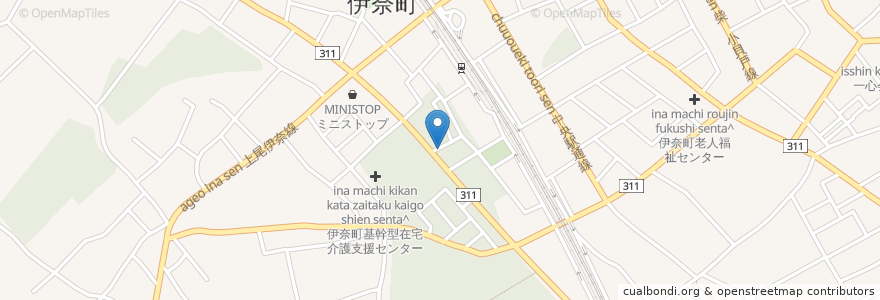 Mapa de ubicacion de 川内鶏肉店 en Japão, 埼玉県, 北足立郡, 伊奈町.