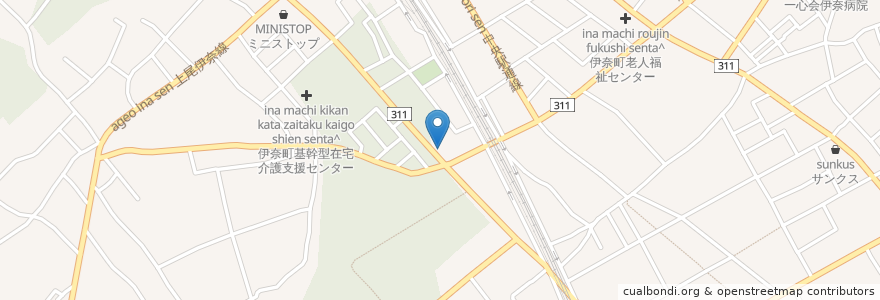 Mapa de ubicacion de 自家焙煎珈琲森の音 en Japonya, 埼玉県, 北足立郡, 伊奈町.