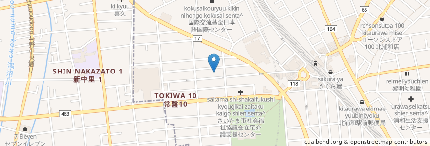 Mapa de ubicacion de 若松湯 en Japan, Präfektur Saitama, Saitama, 浦和区.