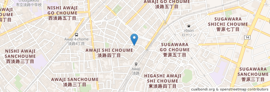 Mapa de ubicacion de ちんどん en اليابان, أوساكا, أوساكا, 東淀川区.