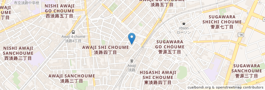 Mapa de ubicacion de ニュータージマハルエベレスト en ژاپن, 大阪府, 大阪市, 東淀川区.