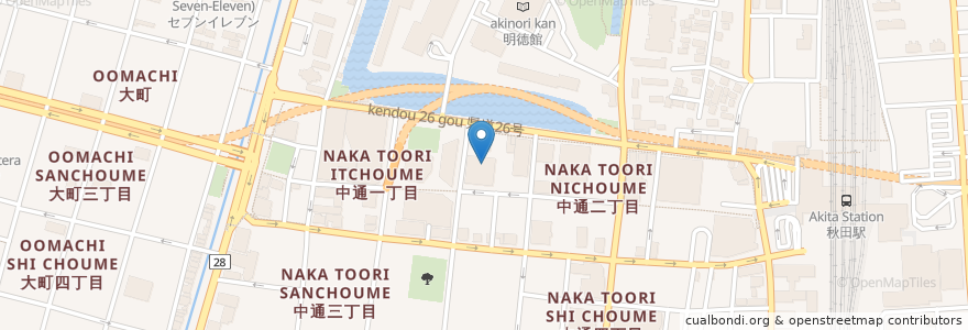 Mapa de ubicacion de 秋田県立秋田明徳館高等学校 en اليابان, أكيتا, 秋田市.