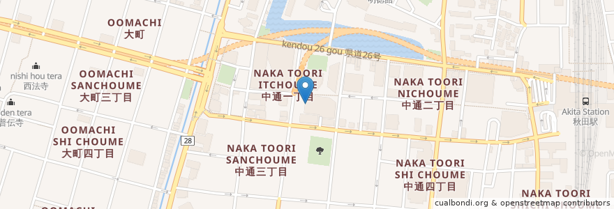 Mapa de ubicacion de なかいち桟敷 en Japón, Prefectura De Akita, 秋田市.
