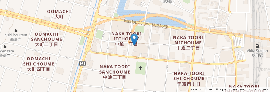 Mapa de ubicacion de カフェ グリッシーニ en 日本, 秋田県, 秋田市.