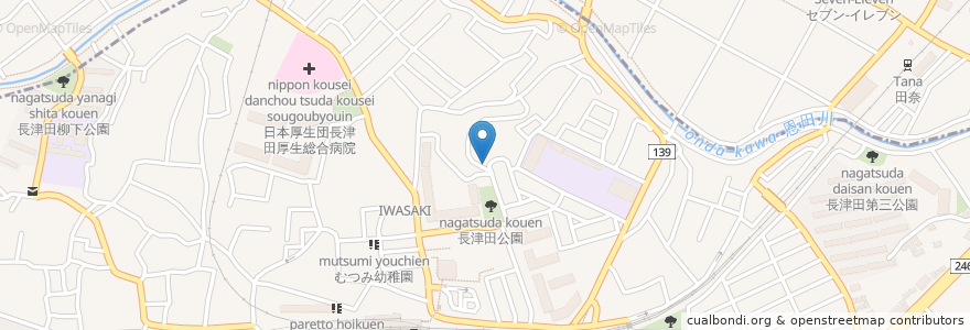 Mapa de ubicacion de 宍戸歯科 en 일본, 가나가와현, 요코하마시, 緑区, 青葉区.