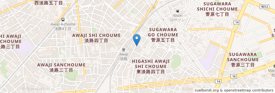 Mapa de ubicacion de 串焼屋　はりも en Japonya, 大阪府, 大阪市, 東淀川区.