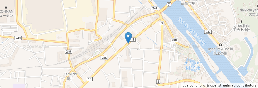 Mapa de ubicacion de 地鶏家・心 en 日本, 京都府, 宇治市.