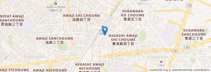 Mapa de ubicacion de 黒毛和牛焼肉 龍 en ژاپن, 大阪府, 大阪市, 東淀川区.