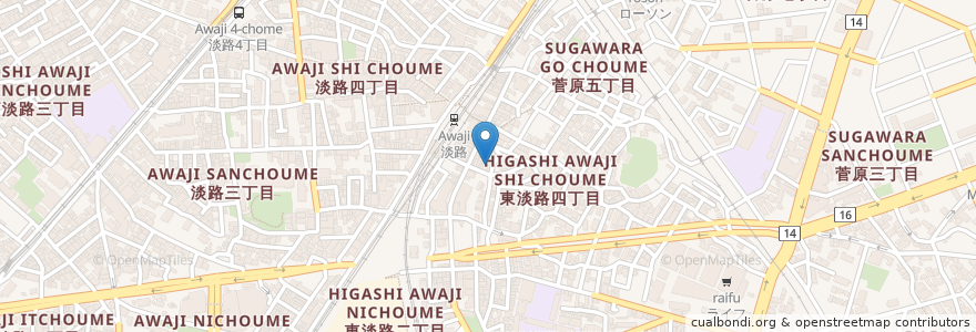 Mapa de ubicacion de ほっかほっか亭 en Japonya, 大阪府, 大阪市, 東淀川区.