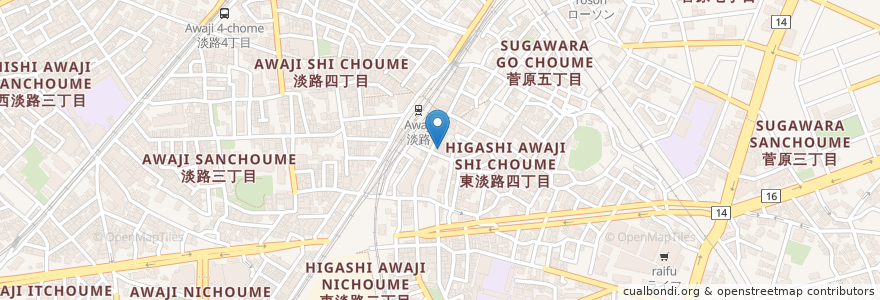Mapa de ubicacion de お食事処 かわ en Japon, Préfecture D'Osaka, 大阪市, 東淀川区.