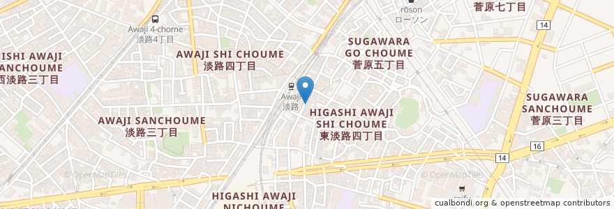 Mapa de ubicacion de 屋台居酒屋 大阪 満マル en Japon, Préfecture D'Osaka, 大阪市, 東淀川区.
