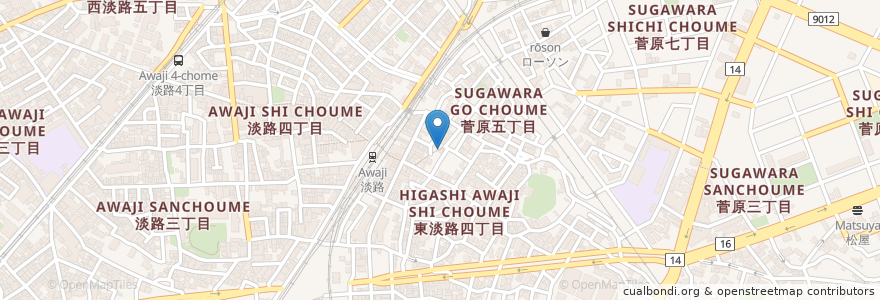 Mapa de ubicacion de あわや en 日本, 大阪府, 大阪市, 東淀川区.
