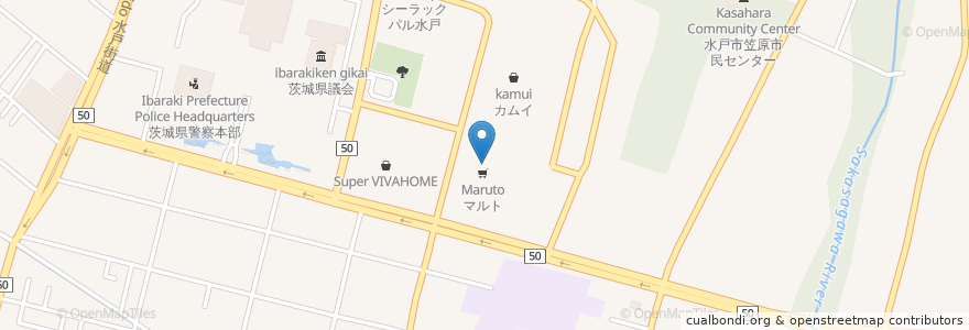 Mapa de ubicacion de Kusuri no Maruto en Japan, Ibaraki Prefecture, Mito.