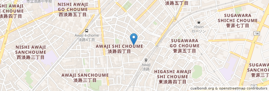 Mapa de ubicacion de 喫茶はら en Japonya, 大阪府, 大阪市, 東淀川区.